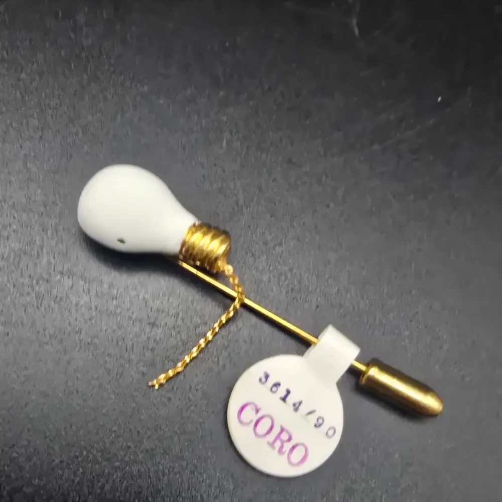 Coro Light Bulb Stick Pin Gold Tone White Enamel Vintage Jewelry